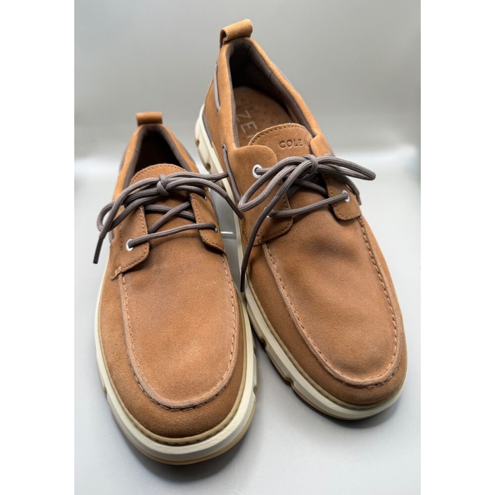 Cole Haan Zerogrand Mens Sz 11 Tan Suede Lace up Boat Shoes C36717 Loafers